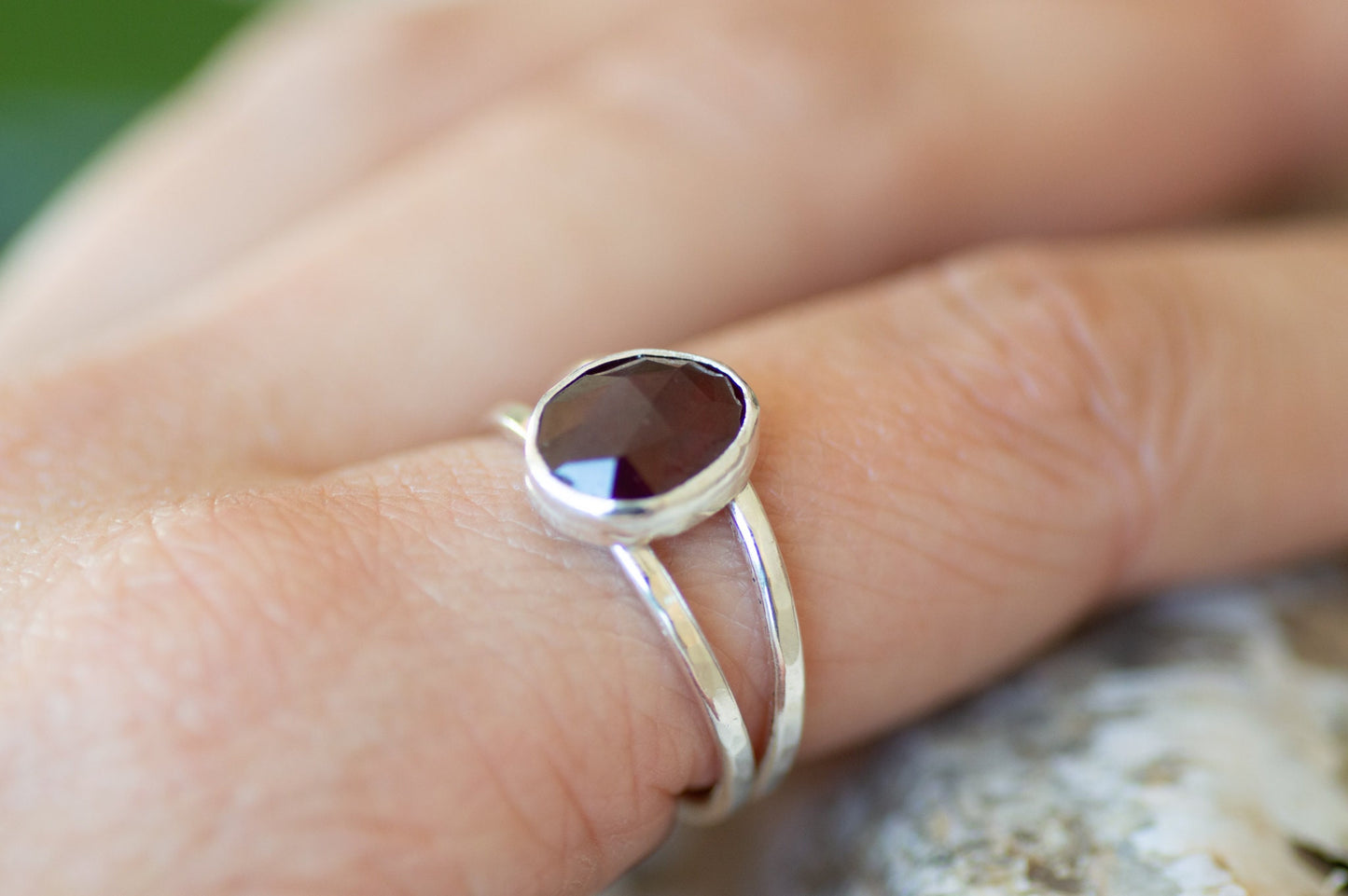 Double-band Gemstone Ring